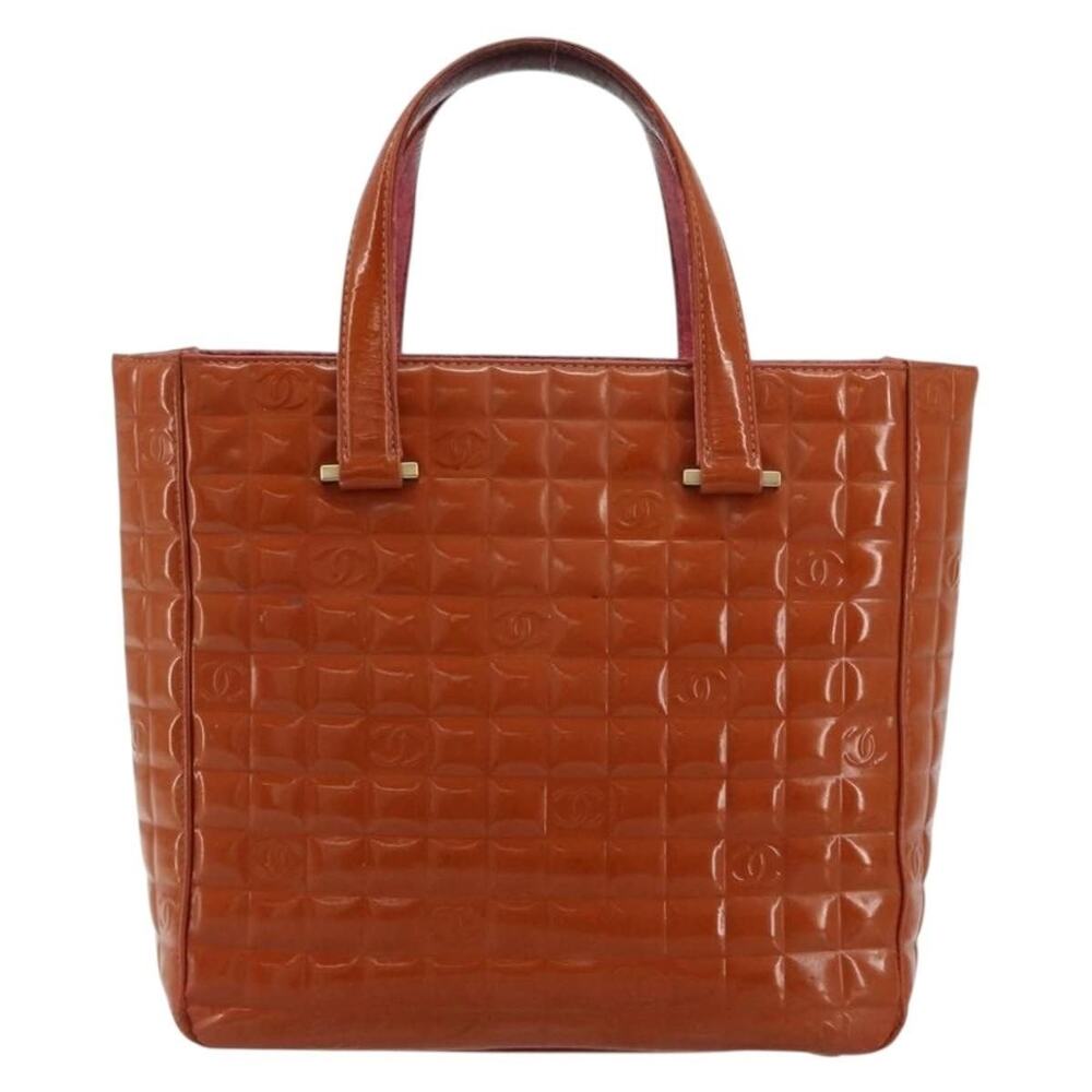 Chanel Patent Leather Choco Bar Handbag Orange